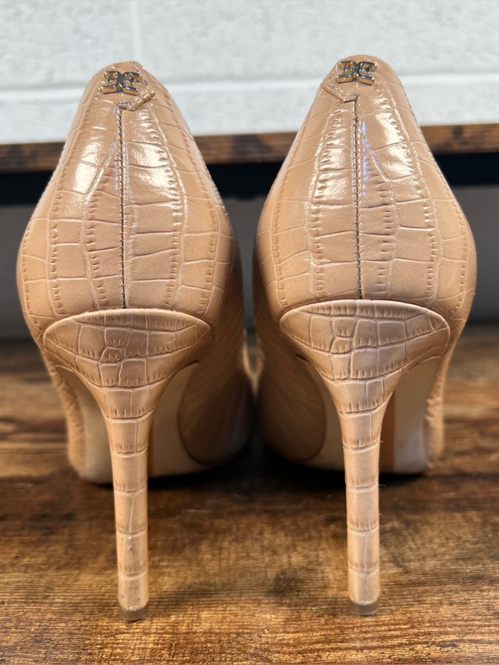 Sam Edelman Heels Nude Croc Pumps Stiletto Point Toe Business Women's 8 - Picture 8 of 12